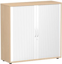 Querrollladenschrank Oberboden 25 mm, mit Standfen, abschliebar, 1200x425x1182, Silber/Buche