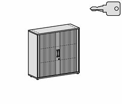 Querrollladenschrank Oberboden 25 mm, mit Standfen, abschliebar, 1200x425x1182, Silber/Lichtgrau