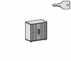 Querrollladenschrank Oberboden 25 mm, mit Standfen, abschliebar, 800x425x798, Silber/Wei