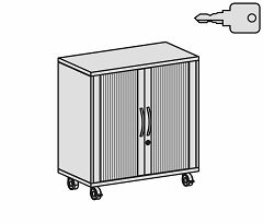 Mobiler Querrollladenschrank 2 Ordnerhhen, inkl. 4 Rollen, davon 2 feststellbar, abschliebar,Silber/Ahorn