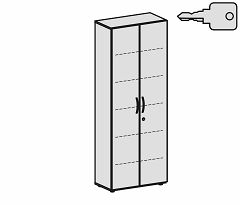 Flgeltrenschrank mit Standfen, inkl. Trdmpfer, abschliebar, 800x420x2160, Ahorn/Ahorn