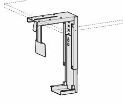 CPU-Halter unter Tischplatte zu montieren, 78-220 x122x307-532, Silber