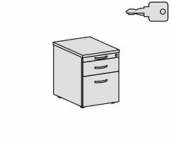 Rollcontainer Hngeregistratur und 1 Kunststoff-Schubfach, mit Utensilienschubfach, Metall-Rollschubfhrung, Zentralverriegelung, verdeckte Doppel-Lenkrollen, 438x600x565, Ahorn/Wei