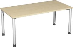 Schreibtisch höhenverstellbar, 1600x800x680-800, Ahorn/Silber