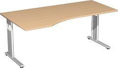 PC-Schreibtisch links hhenverstellbar, 1800x1000x680-820, Buche/Silber