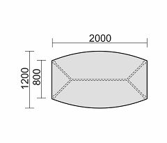 Konferenztisch Rundfu, Faform, feste Hhe, 2000x800-1200x720, Ahorn/Anthrazit