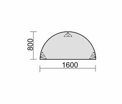 Konferenztisch Rundfu, Halbkreisform, feste Hhe, 1600x800x720, Ahorn/Silber