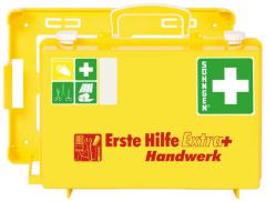 Betriebsverbandkasten Erste-Hilfe Extra+ Handwerk, nach DIN 13157, leuchtgelb mit signalrot