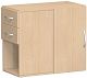 Anstell-Schrank mit Schubksten, Drehtr mit Trdmpfer links oder rechts verwendbar, mit Stellfen, nicht abschliebar, 420x820x720, Buche/Buche